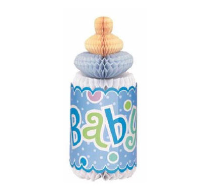 Picture of 12IN BLUE DOTS BABY SHOWER BOTTLE HONEYCOMB