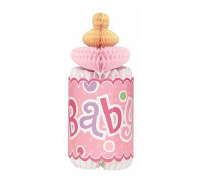 Picture of 12IN PINK DOTS BABY SHOWER BOTTLE HONEYCOMB