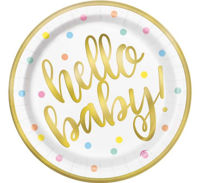 Picture of 9in HELLO BABY GOLD BABY SHOWER PLATES (Pack of 8)