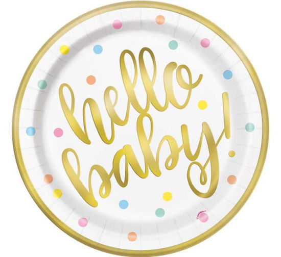 Picture of 9in HELLO BABY GOLD BABY SHOWER PLATES (Pack of 8)