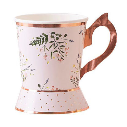 Picture of Rose Gold Floral Paper Tea Cups