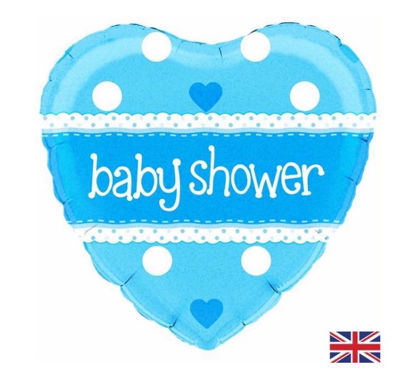 Picture of 18IN BABY SHOWER BLUE HEART HOLO FOIL BALLOON