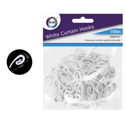 100pc White Curtain Hooks