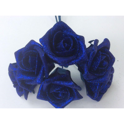 Picture of GLITTER ROSE BUNCH X 6 NAVY