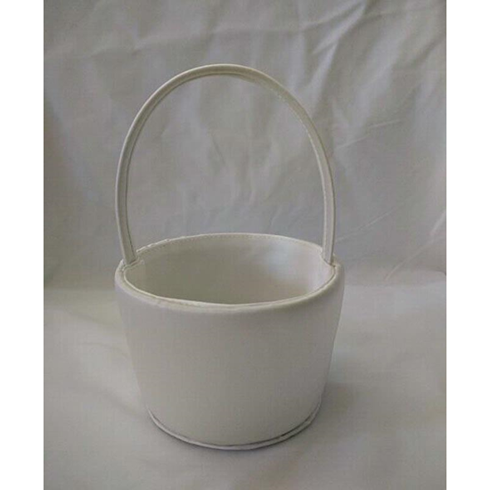 Picture of FLOWER GIRL BASKET SATIN WHITE