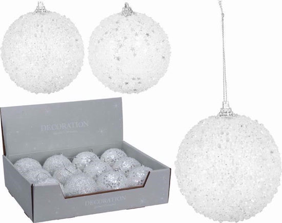 Picture of BAUBLE WHITE 8CM