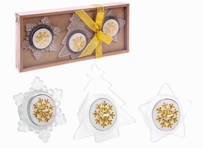 Picture of SNOW WHITE TEALIGHT CANDLE GIFTSET GOLD 6PC