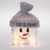 Picture of GLASS BLOCK- SNOWMAN WHITE