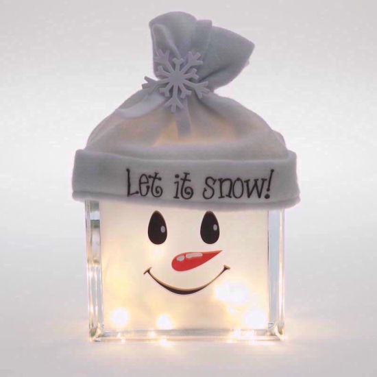 Picture of GLASS BLOCK- SNOWMAN WHITE