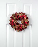 Picture of CHRISTMAS WREATH CONE RED BAUBLE 30CM