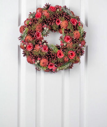 Picture of CHRISTMAS WREATH CONE RED BERRY 30CM