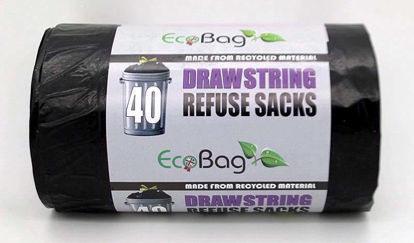 Picture of ECOBAG BLACK DRAWSTRING 40 BAGS 80 LTR