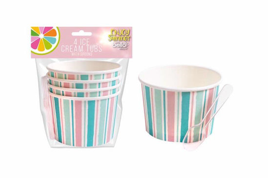 Picture of BELLO ICE CREAM 4 TUBS & SPOONS STRIPE (2020