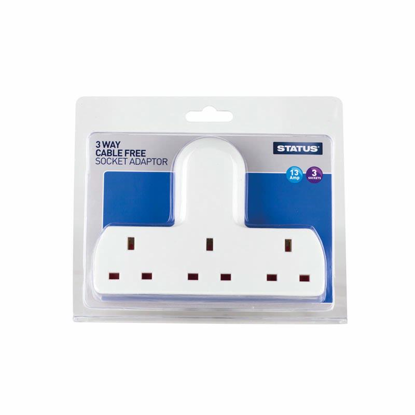 Picture of STATUS 3WAY BASIC C/FREE SOCKET WHT 1PK CLAM