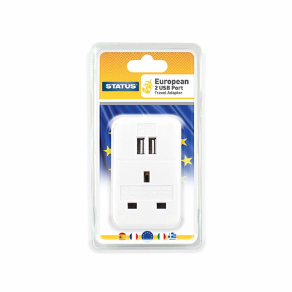 Picture of STATUS EUROPEAN TRAVEL ADAPTOR WITH 2 USB