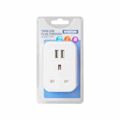 Picture of STATUS TWIN USB PLUG THROUGH ADAPTOR 1PK CLAM