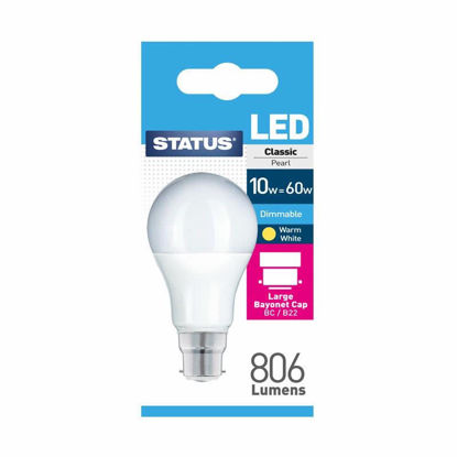 Picture of STATUS DIMMABLE LED GLS BC PEARL W/W 10W 60W