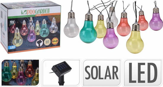 Picture of SOLAR LIGHT BULBS SET 10 MULTI COLOURED