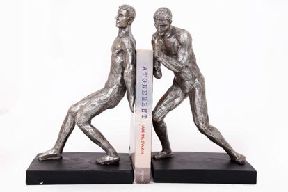 Picture of MALE STATUE BOOKENDS SILVER 16X26CM