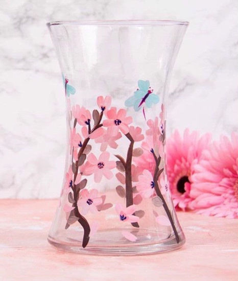 Picture of VASE GLASS VASE BLOSSOM & DRAGONFLY