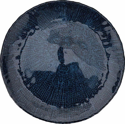 Picture of PLATE GLASS EMBOSSED H/COMB 21CM BLUE