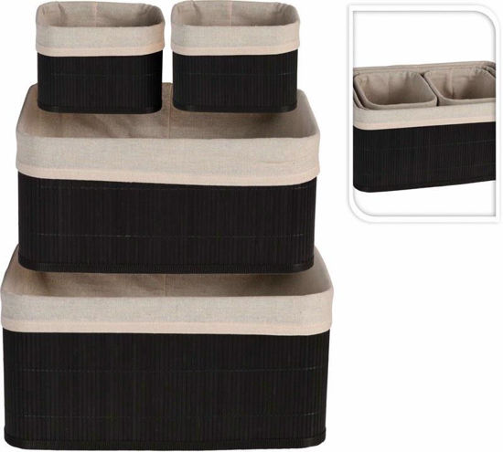 Picture of BASKET SET BAMBOO LINEN BLACK