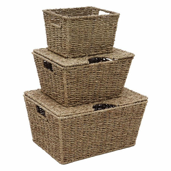 Picture of JVL SEAGRAS BASKET RECT+LID SET3