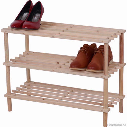 Picture of PRIMA SHOE RACK WOODEN THREE TIER NATURAL