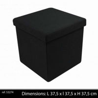 Picture of URBAN LIVING OTTOMAN STORAGE BLACK 37.5CM