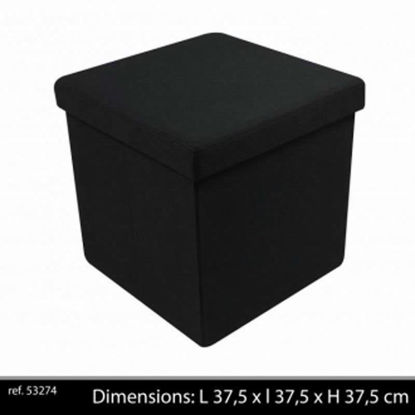 Picture of URBAN LIVING OTTOMAN STORAGE BLACK 37.5CM