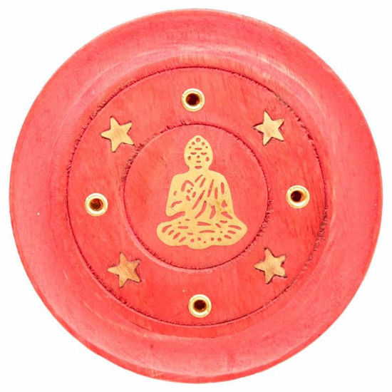Picture of INCENSE ASHCATCHER ROUND BUDDHA RED