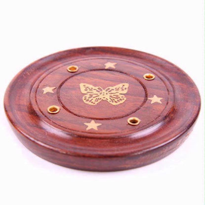 Picture of INCENSE ASHCATCHER ROUND INLAY BUTTERFLY