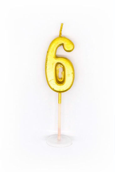 Picture of CANDLE NUMBER 6 GOLD