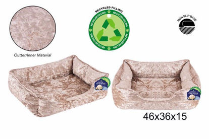Picture of CRUSHED VELVET PET BED 46X36X15CM CREAM SMALL