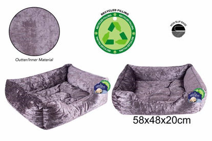 Picture of CRUSHED VELVET PET BED 58X48X20CM GREY MEDIUM