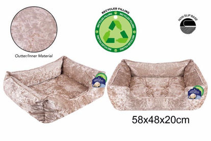 Picture of CRUSHED VELVET PET BED 58X48X20 CREAM MEDIUM