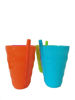 Plastic Tumbler with Straw Colourful (Pack of 4)