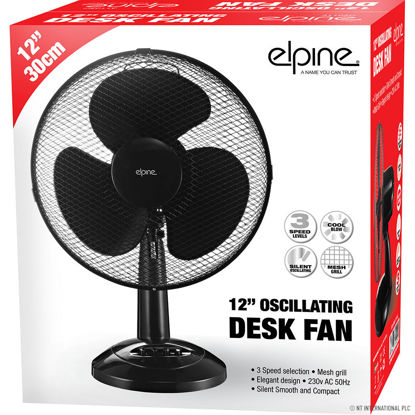 12" (30cm) Oscillating Desk Fan - Black
