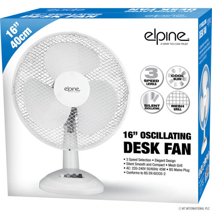  16" (40cm) Oscillating Desk Fan - White
